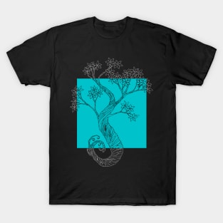 Teal Square Ink Tree T-Shirt